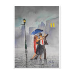 DANCING COUPLE UMBRELLA POSTCARD