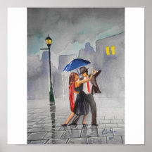 DANCING COUPLE UMBRELLA PRINT