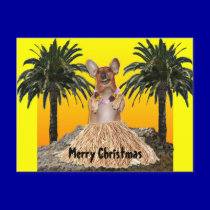 Dancing Dachshund Christmas Postcard postcards