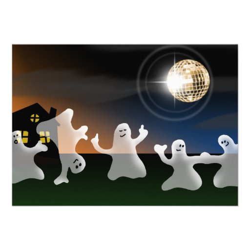 Dancing Disco Ghosts Halloween Party Invitations