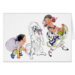 Dancing Dog and Girl Greeting Cards