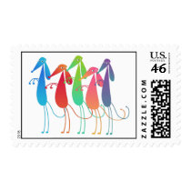 Dancing Dogs Conga Line Postage Stamp