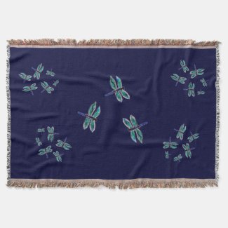 Dancing Dragonfly Art Throw Blanket