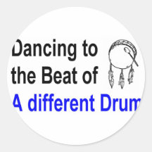 dancing drum round stickers