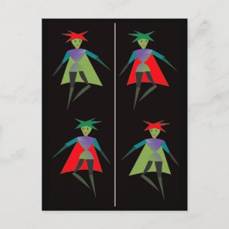 Dancing elves bookmark postcard