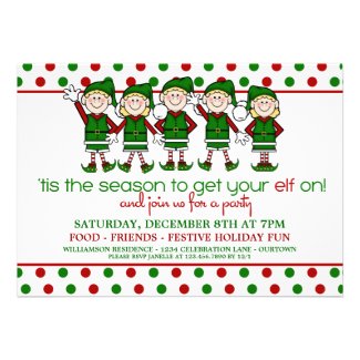 Dancing Elves Christmas Party Invite