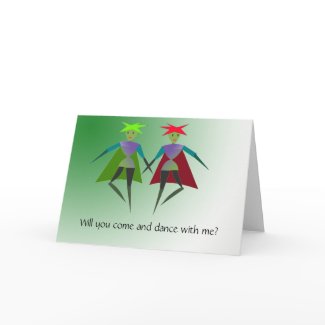Dancing elves Greeting Card card
