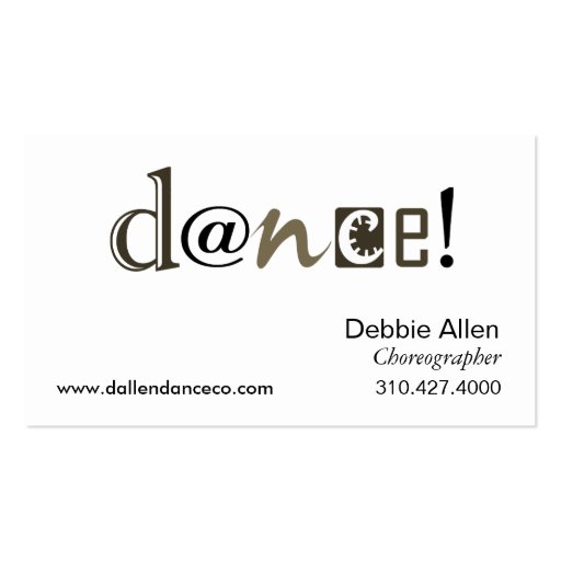 "Dancing Feet" - Choreographer, Dancer, Instructor Business Cards (back side)