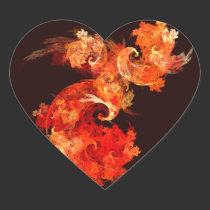 Dancing Firebirds Abstract Art Heart Sticker stickers
