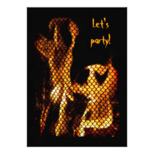 Dancing Flames Halloween Personalized Invitations