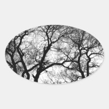 Dancing Forest Trees In Black and White Stickers