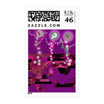 Dancing Ghosts Whimsical Abstract Postage Stamp