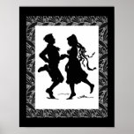 Dancing Girl Boy Silhouette Art Poster
