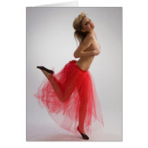 Dancing girl in red skirt cards