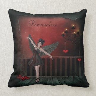 Dancing Gothic Angel Hearts & Candles Romance throwpillow