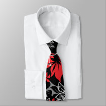 "Dancing Hibiscus" Tie in Black by DriveIndustries "Dancing Hibiscus" Tie in Black