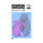 Dancing Hippo Tango Postage Stamp