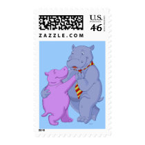 Dancing Hippo Tango Postage Stamp