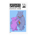 Dancing Hippo Tango Postage Stamp stamp