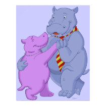 Dancing Hippo Tango Poster Print