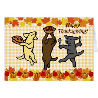 Dancing Labrador Trio Thanksgiving Greeting Cards