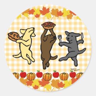 Dancing Labrador Trio Thanksgiving Sticker