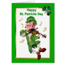 - Fun design with a dancing Leprechaun dressed in green and playing a fiddle. Inside card has matching border and blank area for you to add your custom text. Other matching gifts and postage available in my store with this design.: Sizes - Fun design with a dancing Leprechaun dressed in green and playing a fiddle. Inside card has matching border and blank area for you to add your custom text. Other matching gifts and postage available in my store with this design.: Sizes