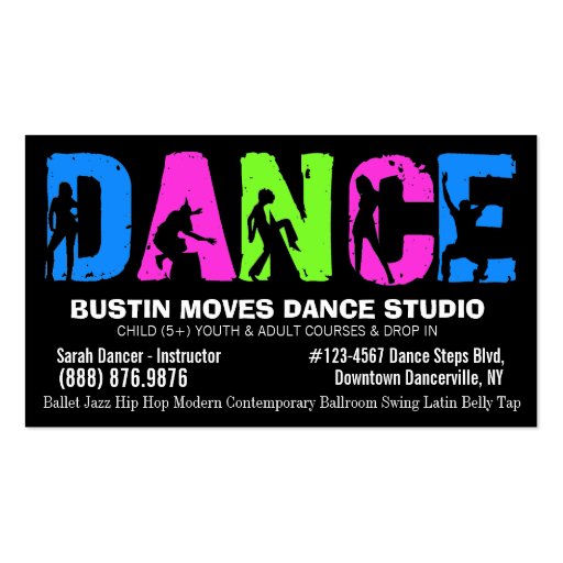 Dancing Lessons or Dance Studio Business Card Templates
