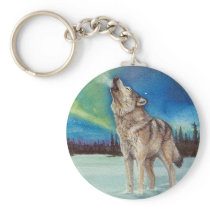 Dancing Lights howling wolf keychain