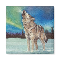 Dancing Lights howling wolf magnet
