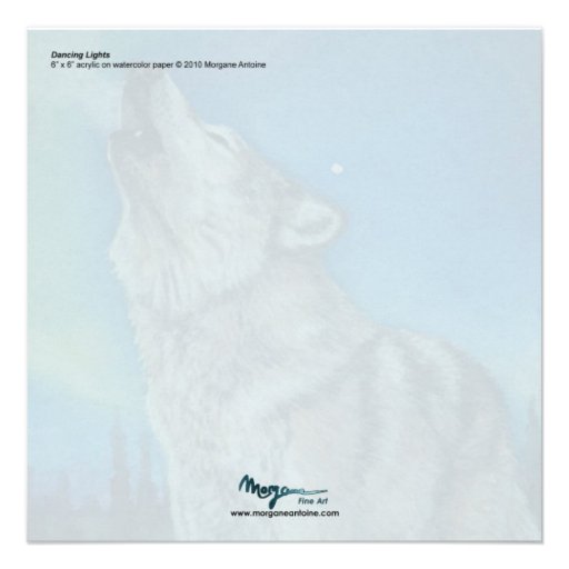 Dancing Lights howling wolf square card Personalized Invitations