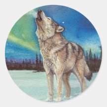 Dancing Lights howling wolf stickers