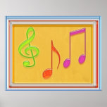 Dancing Music Symbols Poster