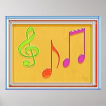 Dancing Music Symbols Poster