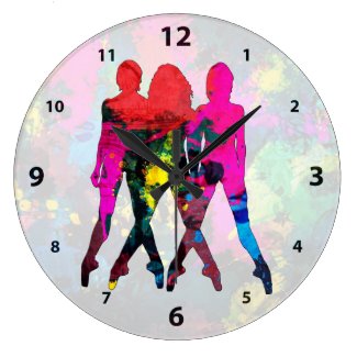 Dancing People Abstract Colors Clock