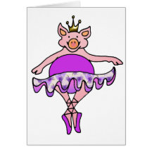 Dancing Pig in Tutu Greeting Card