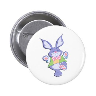 Dancing Purple Easter Bunny 2 Inch Round Button