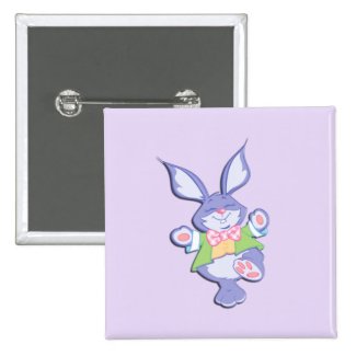 Dancing Purple Easter Bunny Lavender 2 Inch Square Button