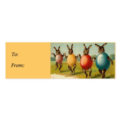 Dancing Rabbits Easter basket gift tags Business Card by MyOtherPlanet
