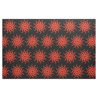 Dancing Red Sun Abstract Fabric