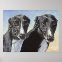 Dancing Sisters Greyhound Dog poster