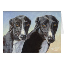 Dancing Sisters Greyhound Whippet Dog Painting Card
