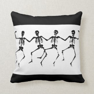 Dancing Skeletons (blacknwhite) Throw Pillow