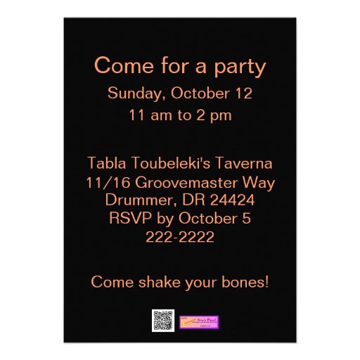 Dancing Skeletons Halloween Birthday Party Invite