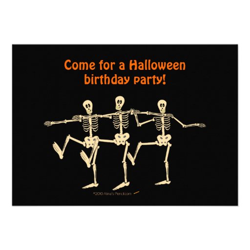 Dancing Skeletons Halloween Birthday Party Invite