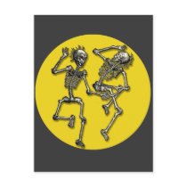 Dancing Skeletons with Full Moon for Halloween postcards by HalloweenFun Dancing Skeletons with Full Moon for Halloween postcards