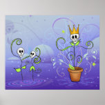 Dancing Skull Flowers Poster