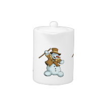 dancing snowman holiday teapot.