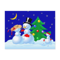 Dancing Snowmen postcard