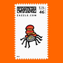 dancing spider with hat  postage